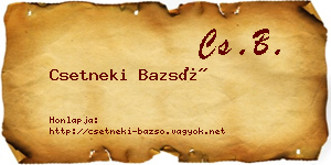 Csetneki Bazsó névjegykártya